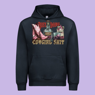 Busy Doing Cowgirl Shit Liquor Boots Cigarette Urban Hoodie Designed By Nancycooperartshop