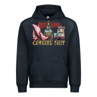 Navy busy doing cowgirl shit liquor boots cigarette Urban Hoodie - NancyCooperArtShop