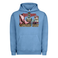 Pigment Pebble Blue busy doing cowgirl shit liquor boots cigarette Urban Hoodie - NancyCooperArtShop