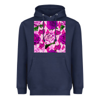 Navy valentines day roses and diamond plaid seamless pattern Heavyweight Hoodie - BundleAndBundleShop