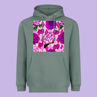 Valentines Day Roses And Diamond Plaid Seamless Pattern Heavyweight Hoodie Designed By Bundleandbundleshop