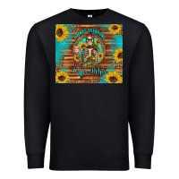 Black i hate everyone but coffee helps western skeleton coffee sunflowers Premium Sweatshirt - Artiststas