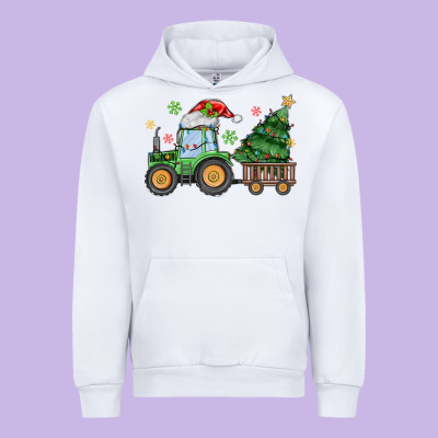 Christmas Tractor Urban Hoodie Designed By Maliassmallbusiness