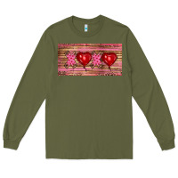 Army Green Valentine's Day Xoxo Long Sleeve Tee - RanaPortraitStore