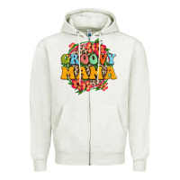 Oatmeal Heather groovy mama Zipper Hoodie - Zillion Design Studio