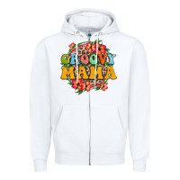 White groovy mama Zipper Hoodie - Zillion Design Studio