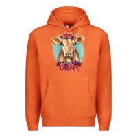 Carrot Floral Cow Premium Hoodie - RanaPortraitStore