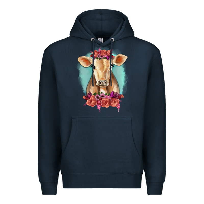 Floral Cow Premium Hoodie by RanaPortraitStore | Teevron