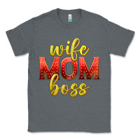 Charcoal Heather wife mom boss Classic Tee - texasbilliewilder
