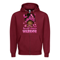 Burgundy afro messy bun breast cancer warrior Zipper Hoodie - texasbilliewilder