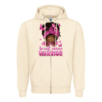 Sandshell afro messy bun breast cancer warrior Zipper Hoodie - texasbilliewilder