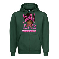 Sports Green afro messy bun breast cancer warrior Zipper Hoodie - texasbilliewilder