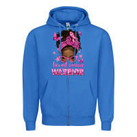 True Royal afro messy bun breast cancer warrior Zipper Hoodie - texasbilliewilder