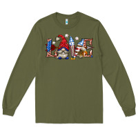 Army Green love 4th july with gnome billie wilder Long Sleeve Tee - texasbilliewilder