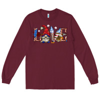 Burgundy love 4th july with gnome billie wilder Long Sleeve Tee - texasbilliewilder