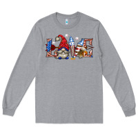 Heather Grey love 4th july with gnome billie wilder Long Sleeve Tee - texasbilliewilder