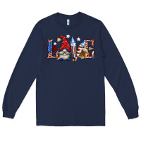 Navy love 4th july with gnome billie wilder Long Sleeve Tee - texasbilliewilder