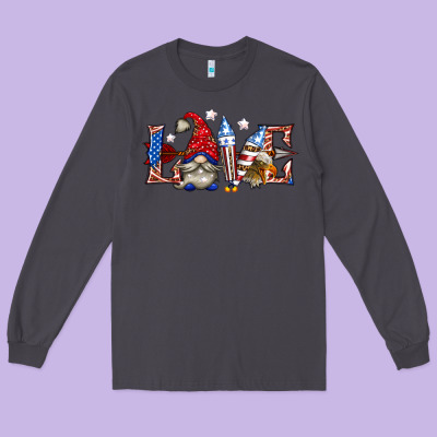 Long Sleeve Tee love 4th july with gnome billie wilder