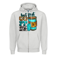 Dove Grey but first coffee Zipper Hoodie - Zillion Design Studio