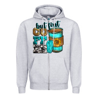 Heather Grey but first coffee Zipper Hoodie - Zillion Design Studio