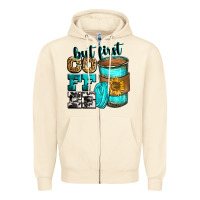 Sandshell but first coffee Zipper Hoodie - Zillion Design Studio