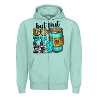 Seafoam but first coffee Zipper Hoodie - Zillion Design Studio