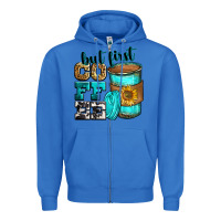 True Royal but first coffee Zipper Hoodie - Zillion Design Studio