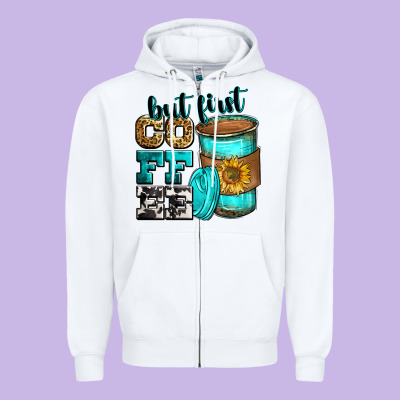 But First Coffee Zipper Hoodie Designed By Zillion Design Studio