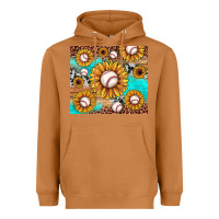 Baseball Leopard Turquoise Sunflower Heavyweight Hoodie | Teevron