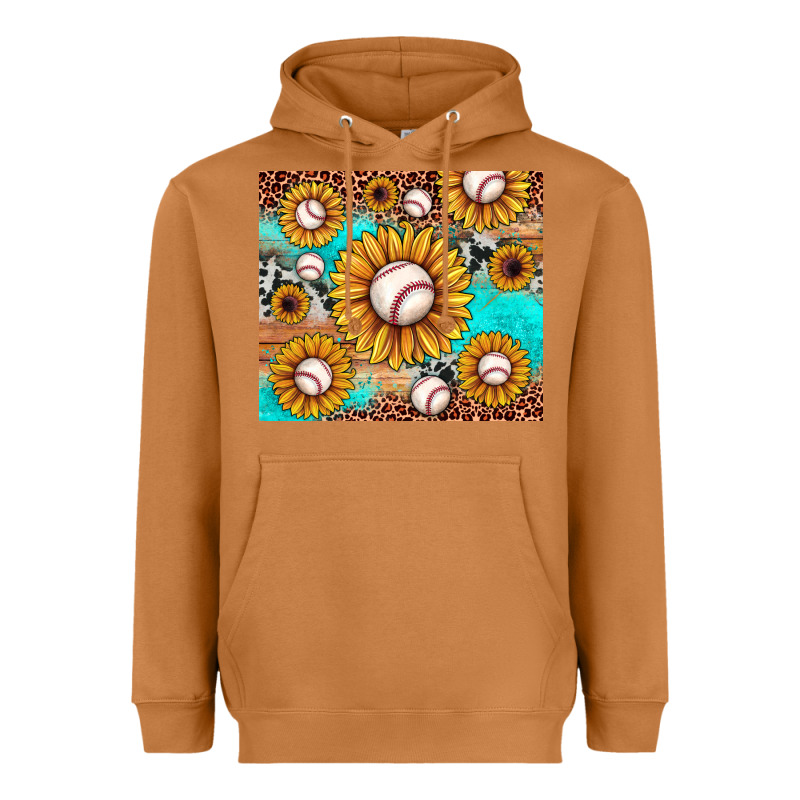 Baseball Leopard Turquoise Sunflower Heavyweight Hoodie by JahusDesignShop | Teevron