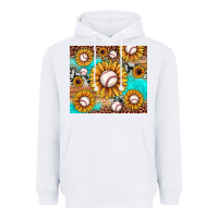 White baseball leopard turquoise sunflower Heavyweight Hoodie - JahusDesignShop