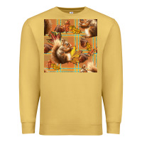 Antique Gold fall squirrel and plaid seamless Premium Sweatshirt - BundleAndBundleShop