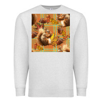 Oatmeal Heather fall squirrel and plaid seamless Premium Sweatshirt - BundleAndBundleShop