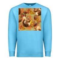 Ocean Blue fall squirrel and plaid seamless Premium Sweatshirt - BundleAndBundleShop