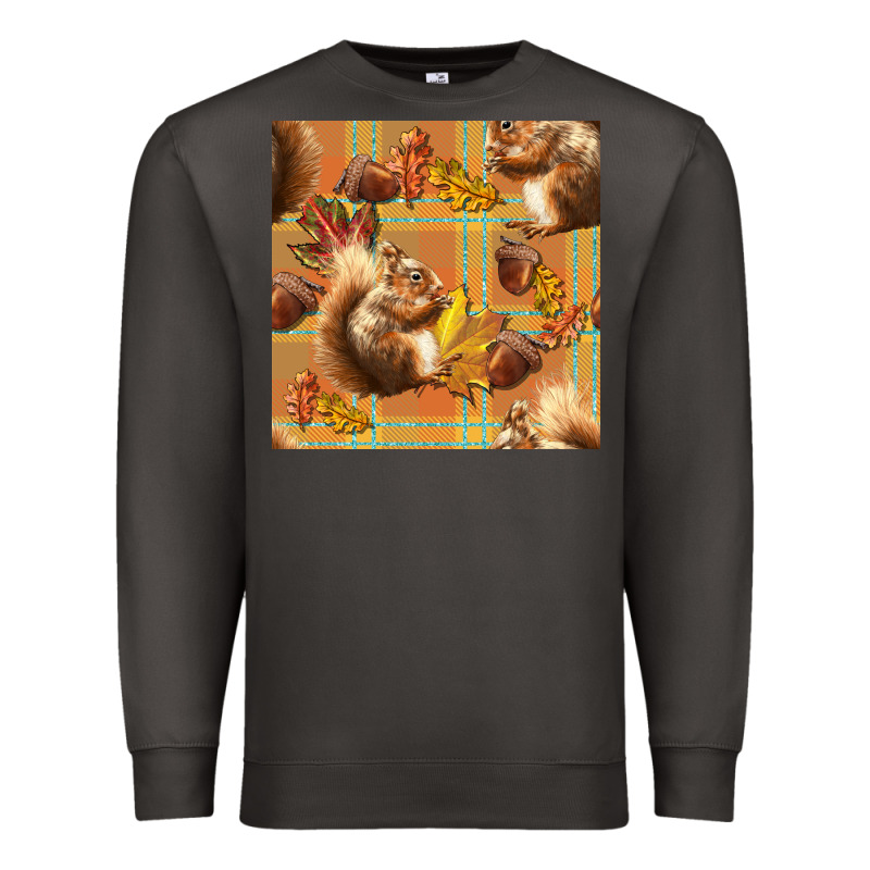 Fall Squirrel And Plaid Seamless Premium Sweatshirt by BundleAndBundleShop | Teevron
