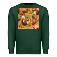 Sports Green fall squirrel and plaid seamless Premium Sweatshirt - BundleAndBundleShop