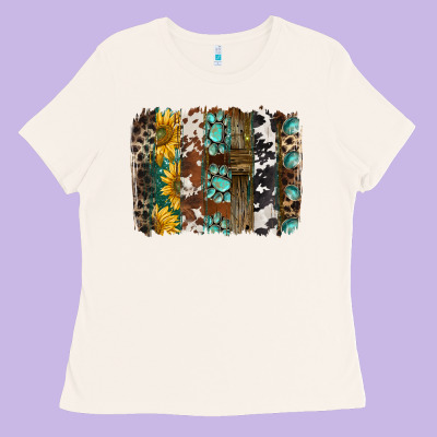 Western Handdrawn Patterns Brushstrokes Ladies Tee Designed By Barkaloodesign