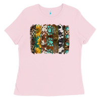 Bubblegum Pink western handdrawn patterns brushstrokes Ladies Tee - BarkalooDesign