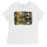 White western handdrawn patterns brushstrokes Ladies Tee - BarkalooDesign