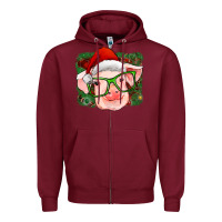 Burgundy christmas pig Zipper Hoodie - RanaPortraitStore