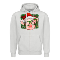 Dove Grey christmas pig Zipper Hoodie - RanaPortraitStore