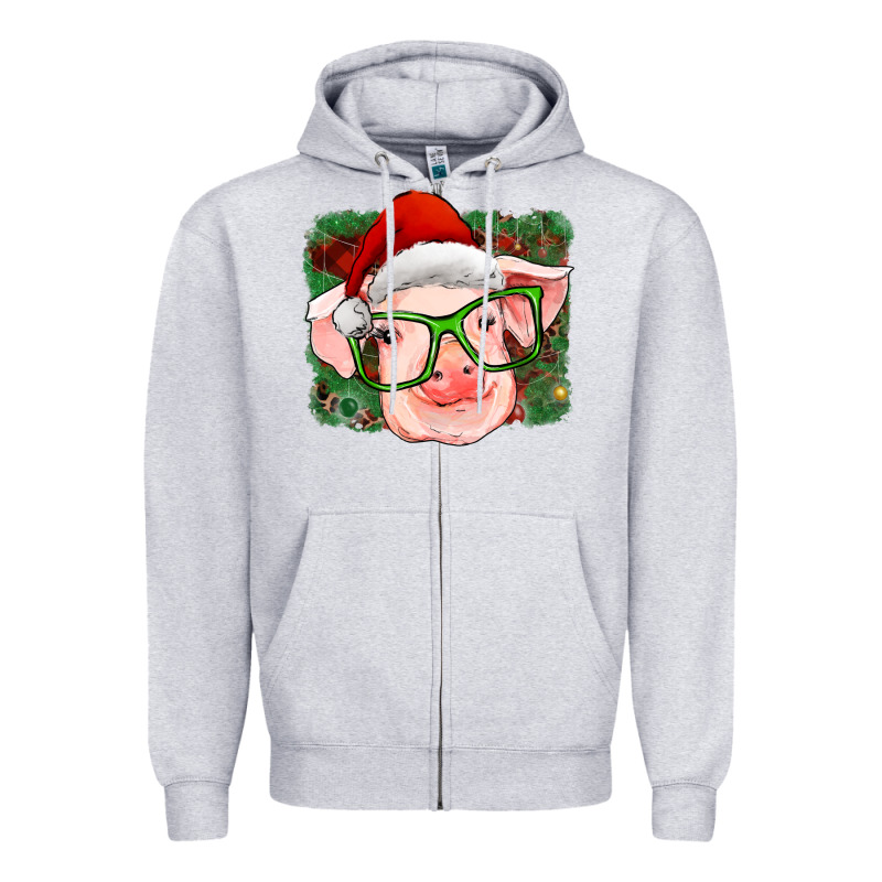 Christmas Pig Zipper Hoodie by RanaPortraitStore | Teevron