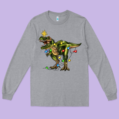 Tree Rex Christmas Long Sleeve Tee Designed By Zillion Design Studio