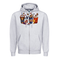 Heather Grey american football coffee cups Zipper Hoodie - Zillion Design Studio