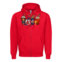 Red american football coffee cups Zipper Hoodie - Zillion Design Studio