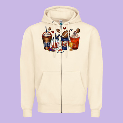 American Football Coffee Cups Zipper Hoodie Designed By Zillion Design Studio