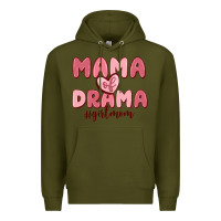 Army Green mama of drama girl mom Premium Hoodie - MaliasSmallBusiness