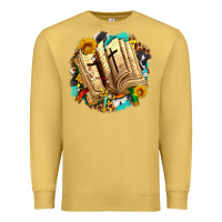 Antique Gold cross with bible and sunflowers Premium Sweatshirt - AdoDesignShop