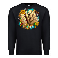 Black cross with bible and sunflowers Premium Sweatshirt - AdoDesignShop