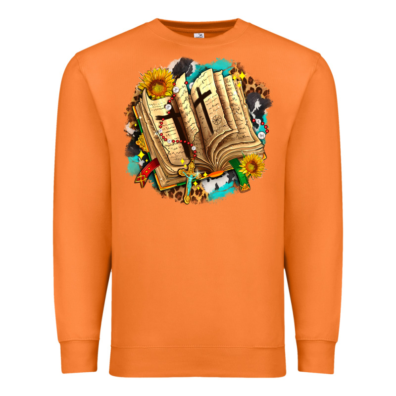 Cross With Bible And Sunflowers Premium Sweatshirt by AdoDesignShop | Teevron